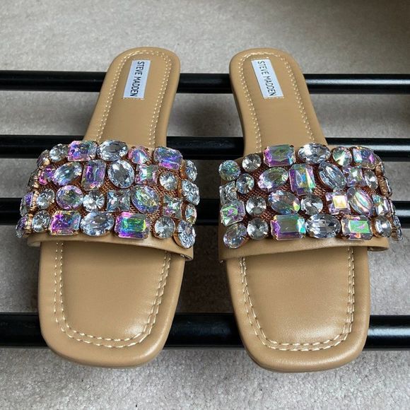 STEVE MADDEN Malina Gemstone Slide Sandal - NEW NWOB - Picture 1 of 8